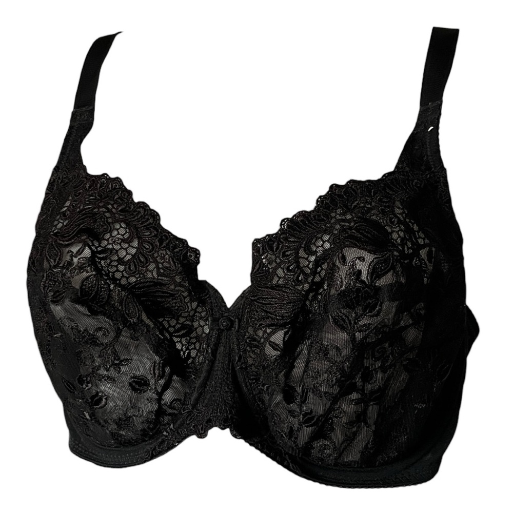 Wacoal Black Bra Sheer Lace Underwire Lightweight Neutral Size 38DD Style 85702